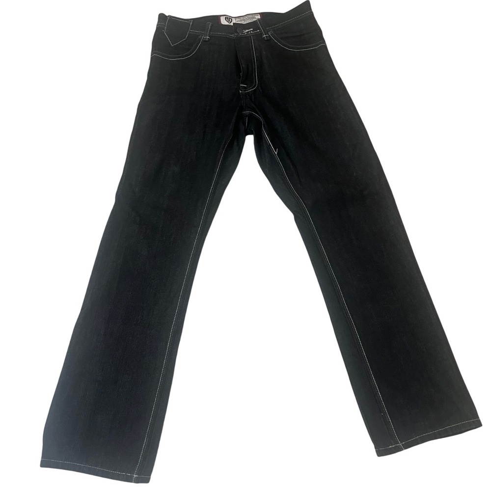 Artful Dodger Jeans Mens 32 Black Excellence Contrast Stitch Dagger Embroidery